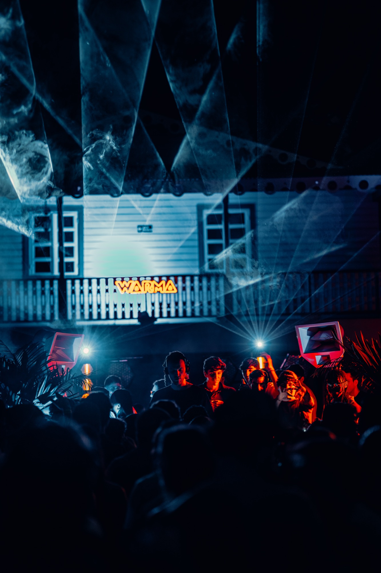 Artist performing under cinematic lighting